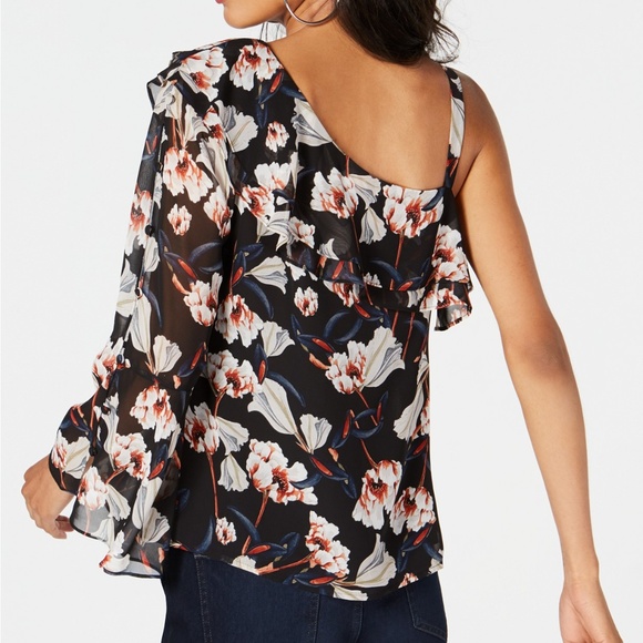 NWT I.N.C. Printed Floral Asymmetric Blouse - Picture 2 of 7